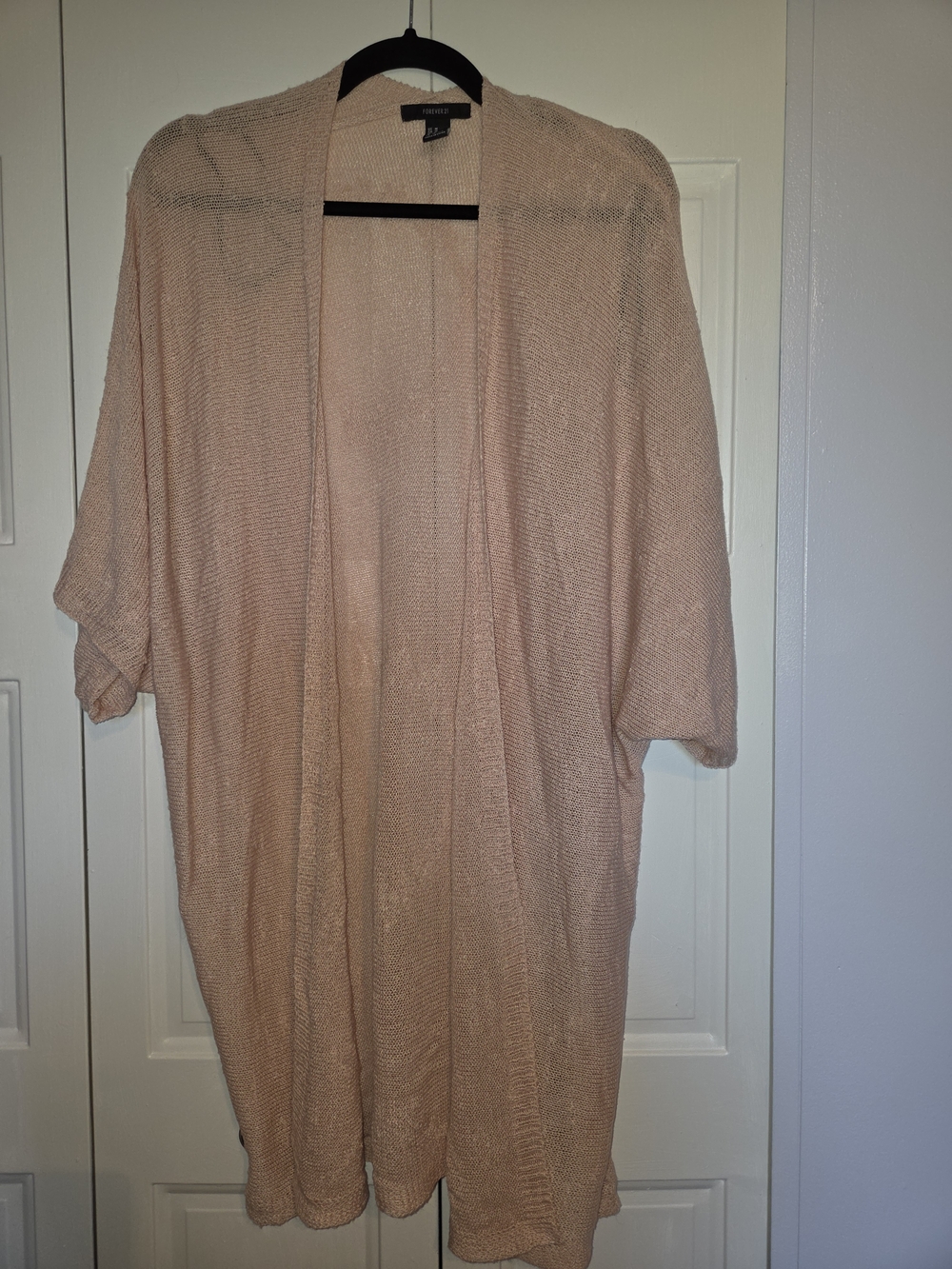 Forever 21 Light Blush Open-Front Knit Cardigan